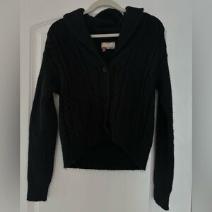 Anthropologie Pilcro Black Women's cable Knit Collared Cardigan Sweater, XS